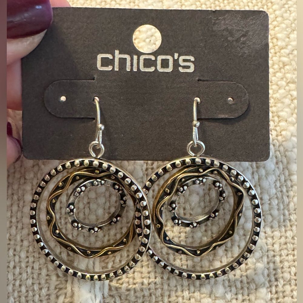 0179-Chico's Silver and Gold Hoop Earrings